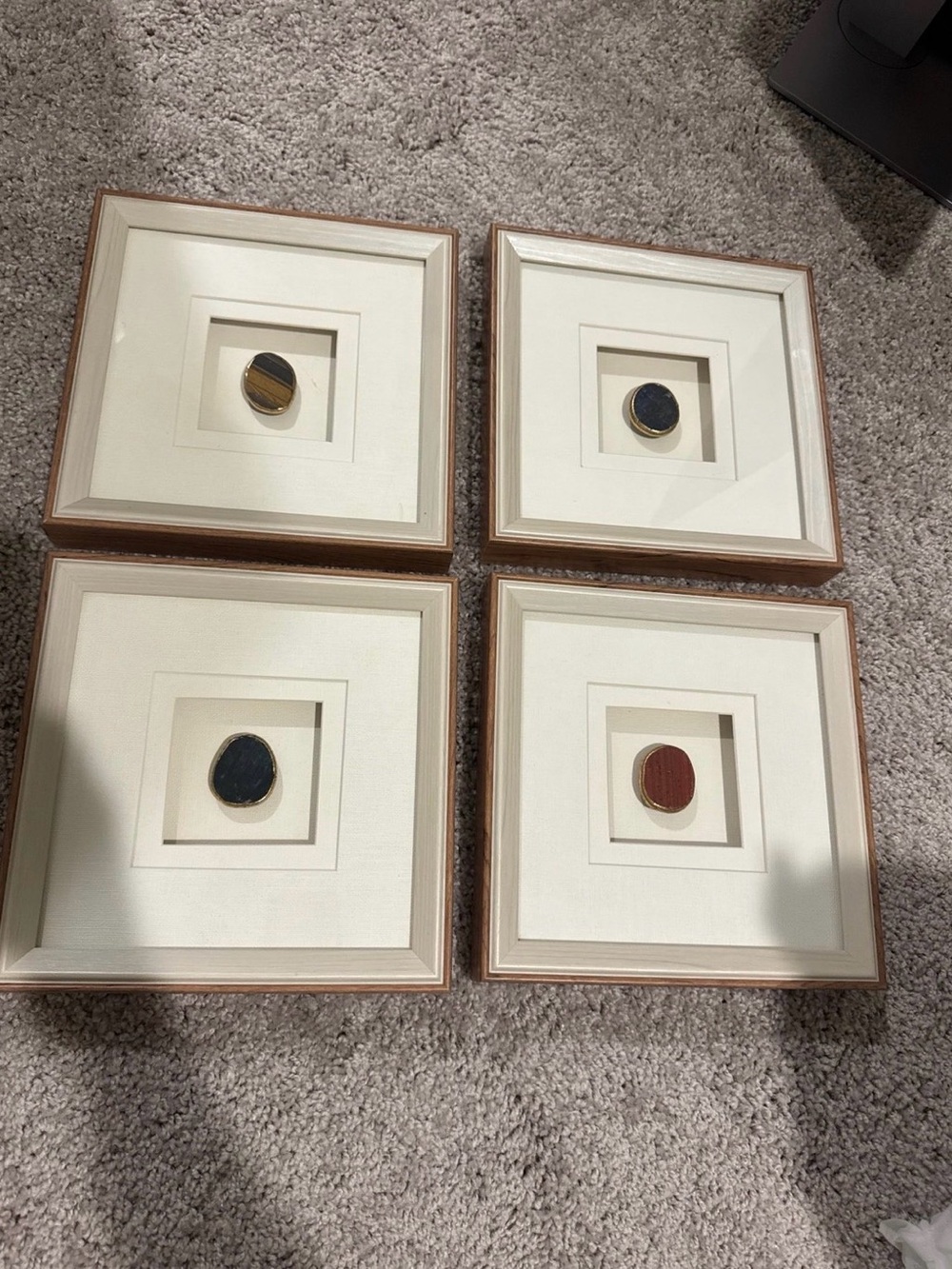 Framed Agate Stone Accent Wall Art Set